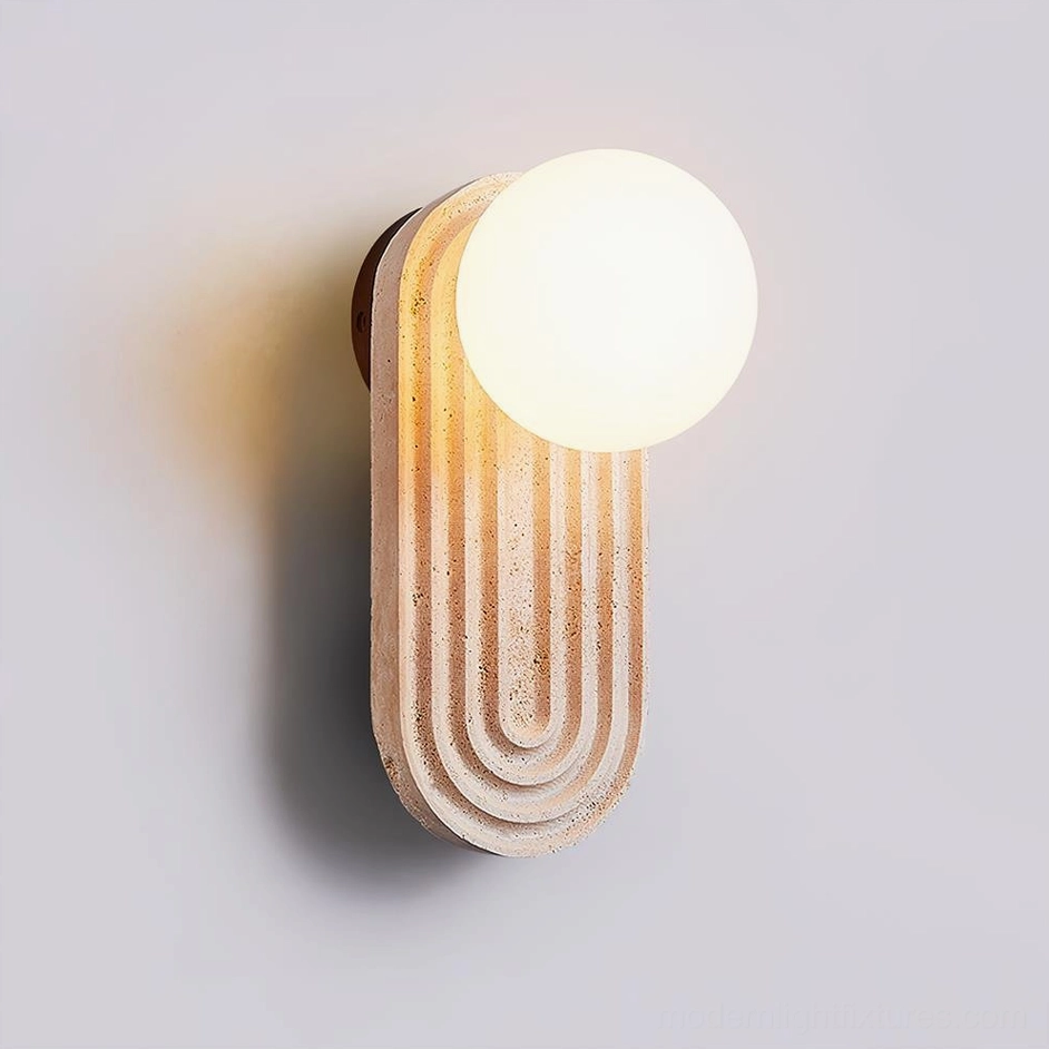 Pearla wall sconce beige white finish variant travertine stone contemporary style