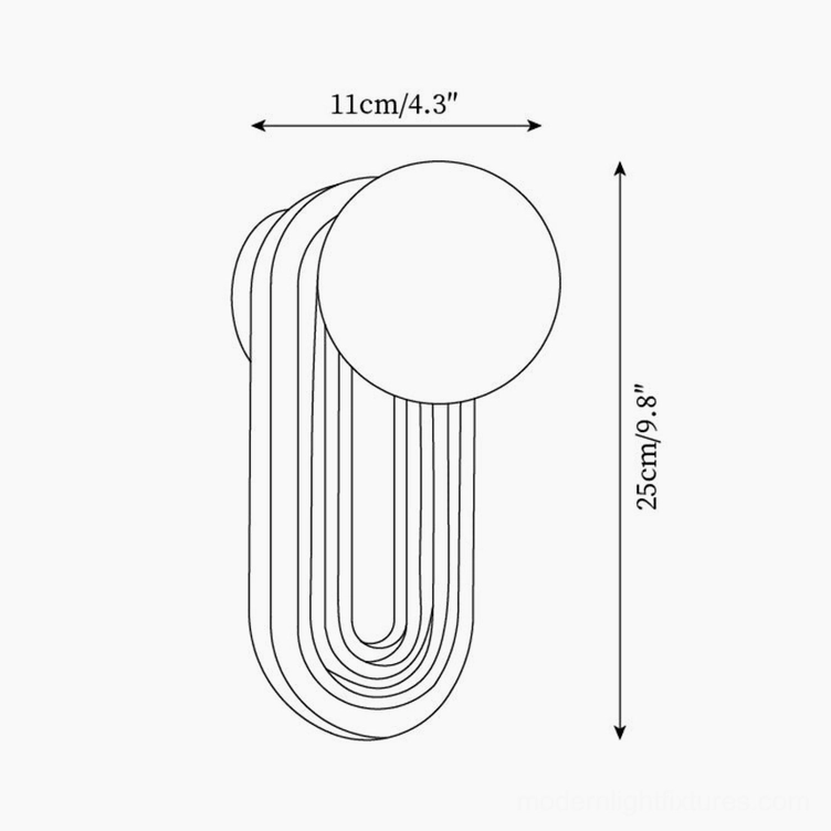Pearla wall sconce technical drawing dimensions specifications 11cm width 25cm height