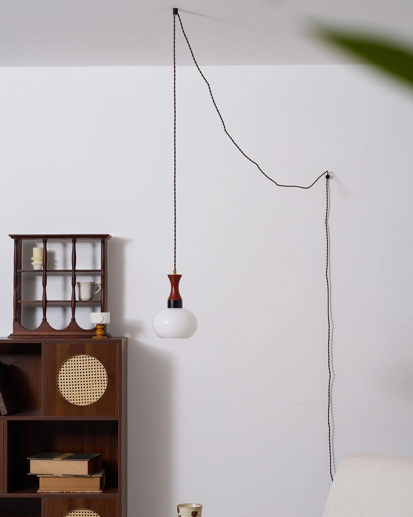 Chara pendant light with multiple color options - brown, white, amber, beige