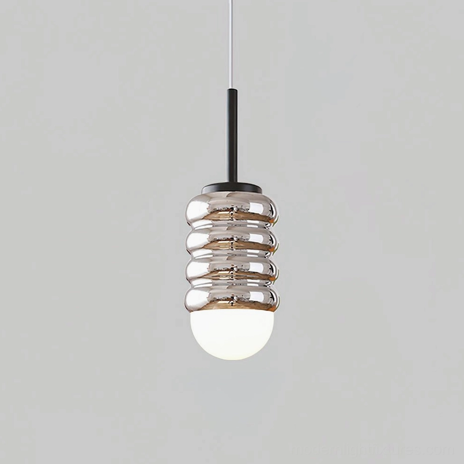 Pendant lamp with corrugated shade design, warm light diffusion for creating ambient atmosphere