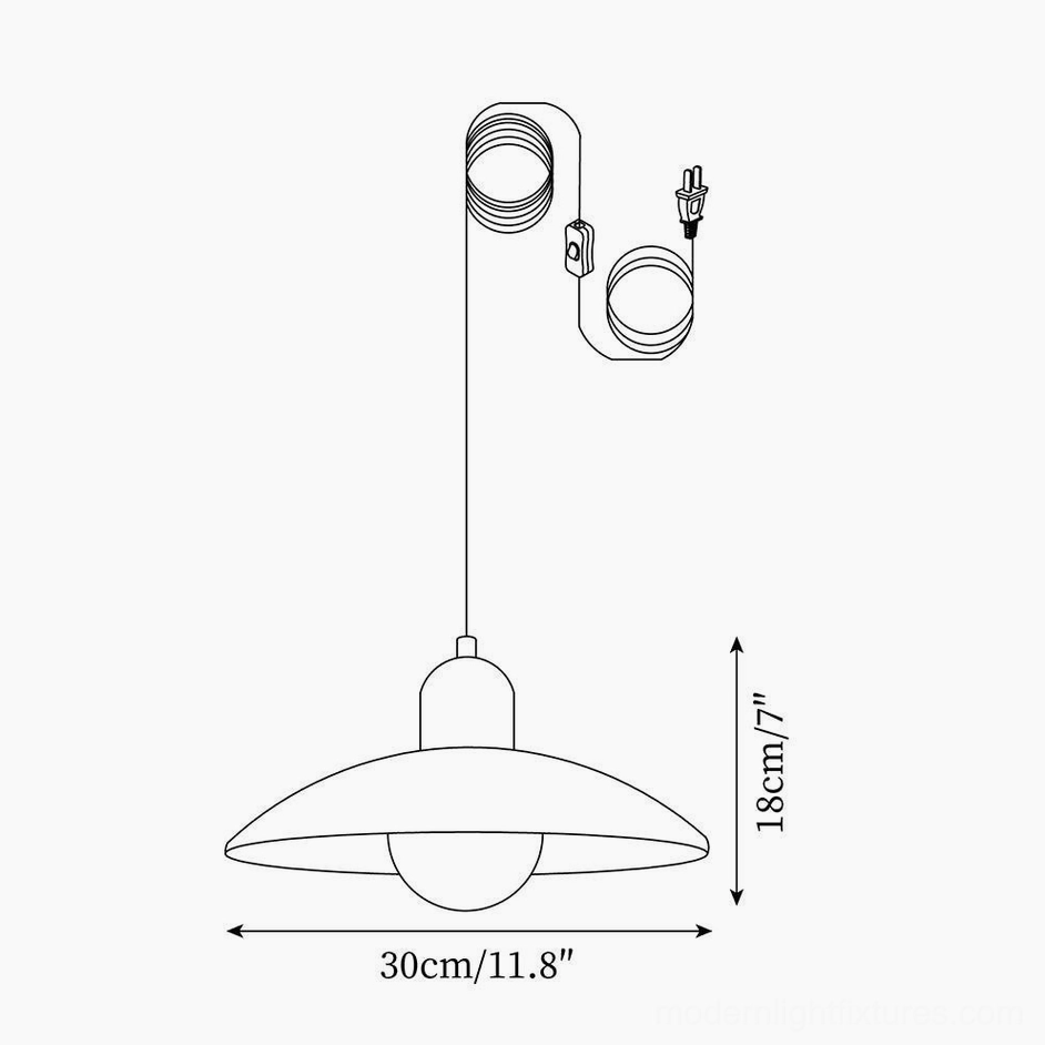 Technical specifications diagram Model B pendant lamp 30cm diameter 18cm height