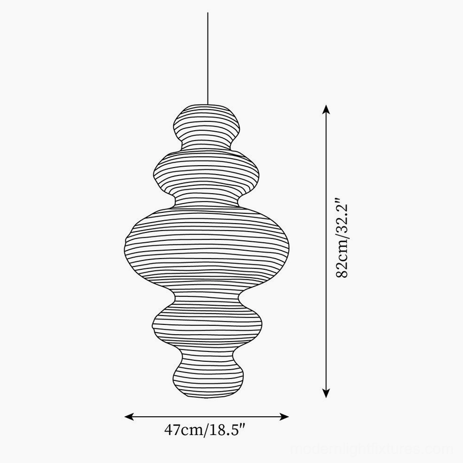 Technical specifications line drawing showing dimensions 82cm height x 47cm diameter modern pendant lamp