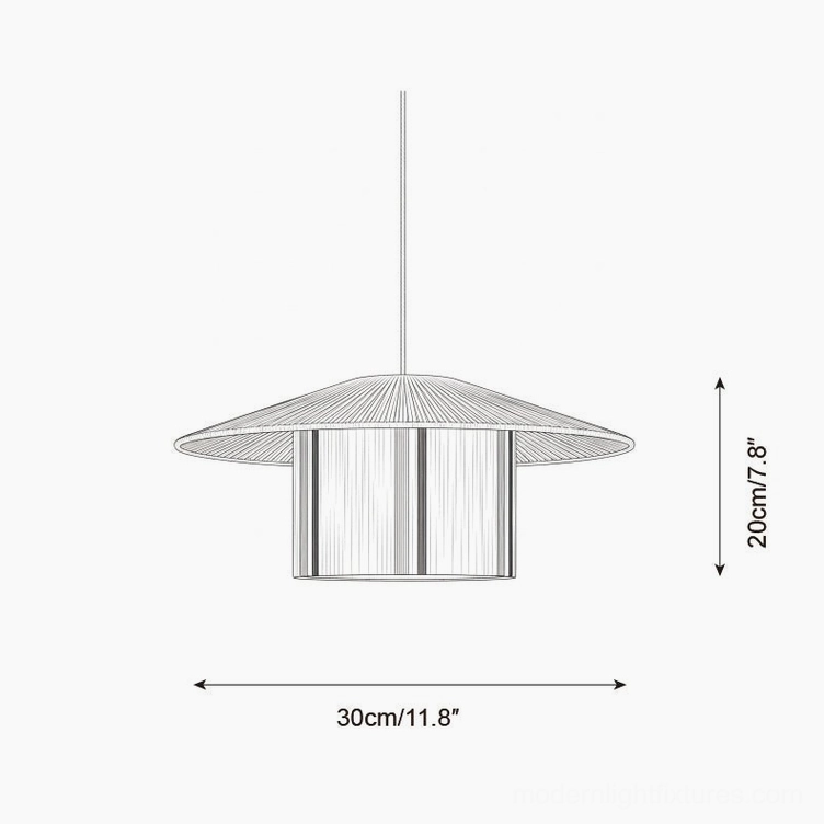 Pendant lamp technical drawing orthographic view 30cm diameter 20cm height specifications