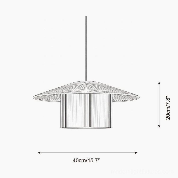 Pendant lamp technical drawing orthographic view 40cm diameter 20cm height specifications