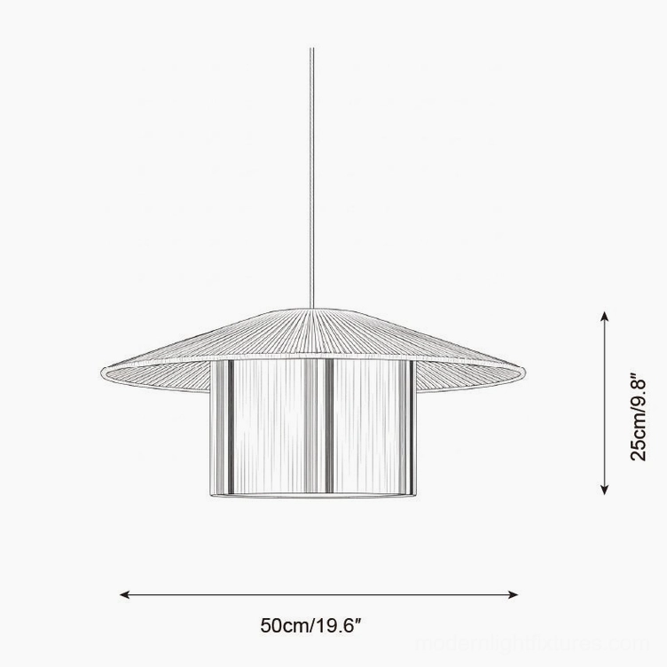 Pendant lamp technical drawing orthographic view 50cm diameter 25cm height specifications