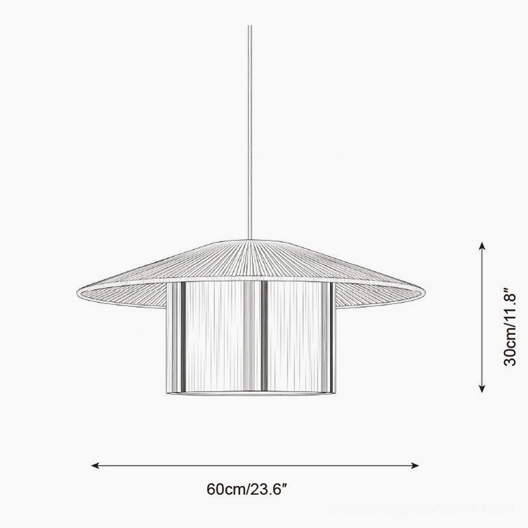 Pendant lamp technical drawing orthographic view 60cm diameter 30cm height specifications