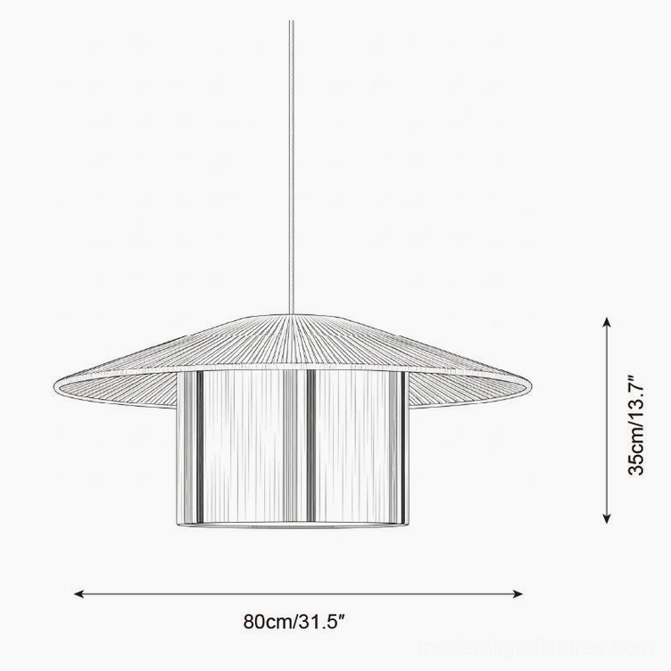 Pendant lamp technical drawing orthographic view 80cm diameter 35cm height specifications