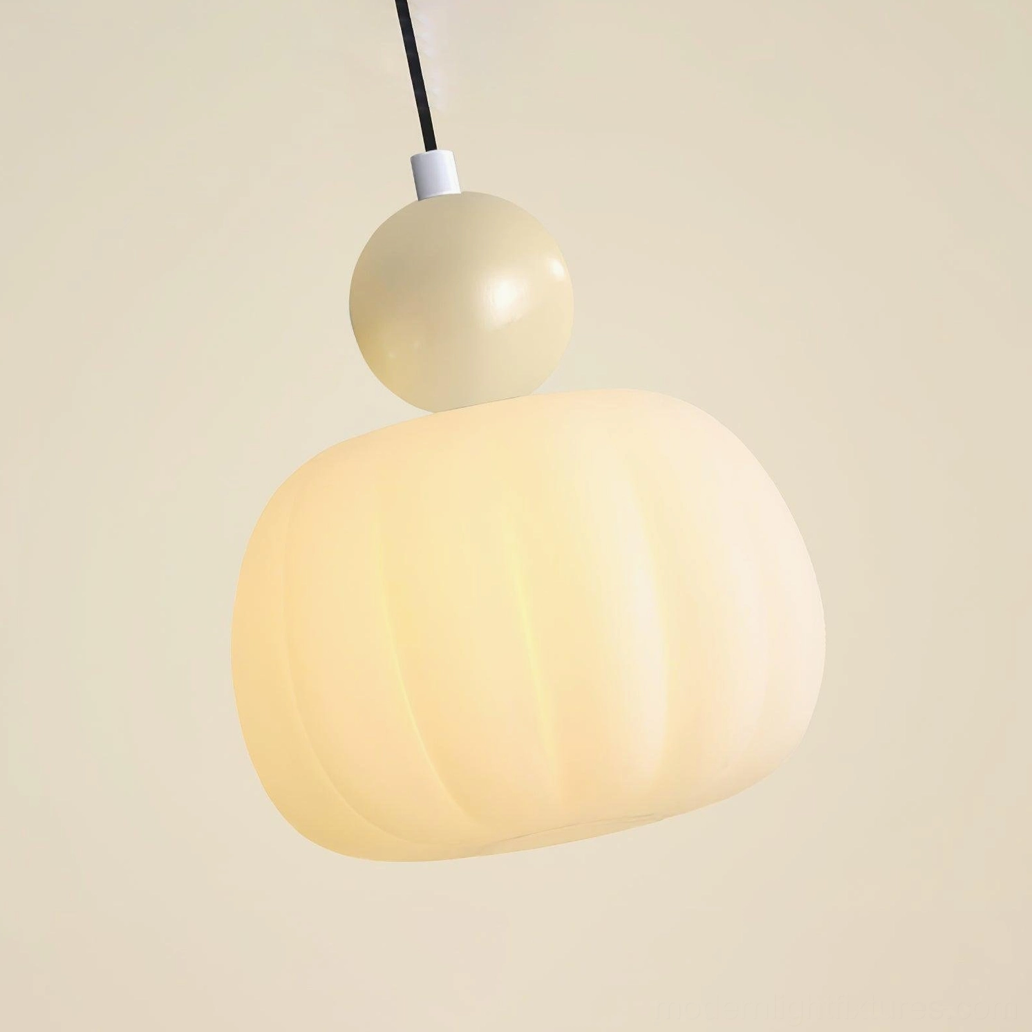 Morris pendant light shade cross-section view - acrylic ribbed construction detail photography