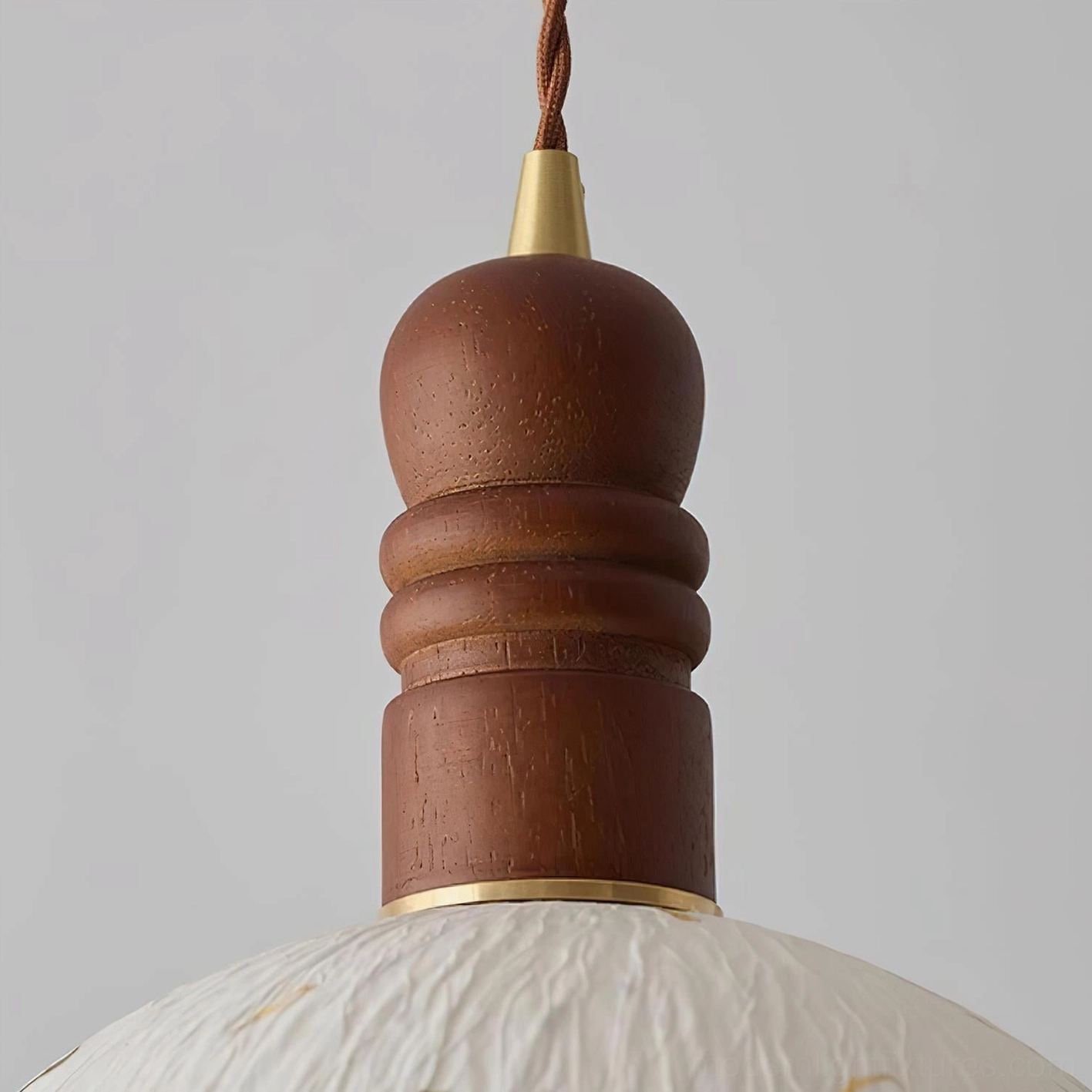 Adjustable rice paper pendant light cord shown extended and shortened, customizable height option
