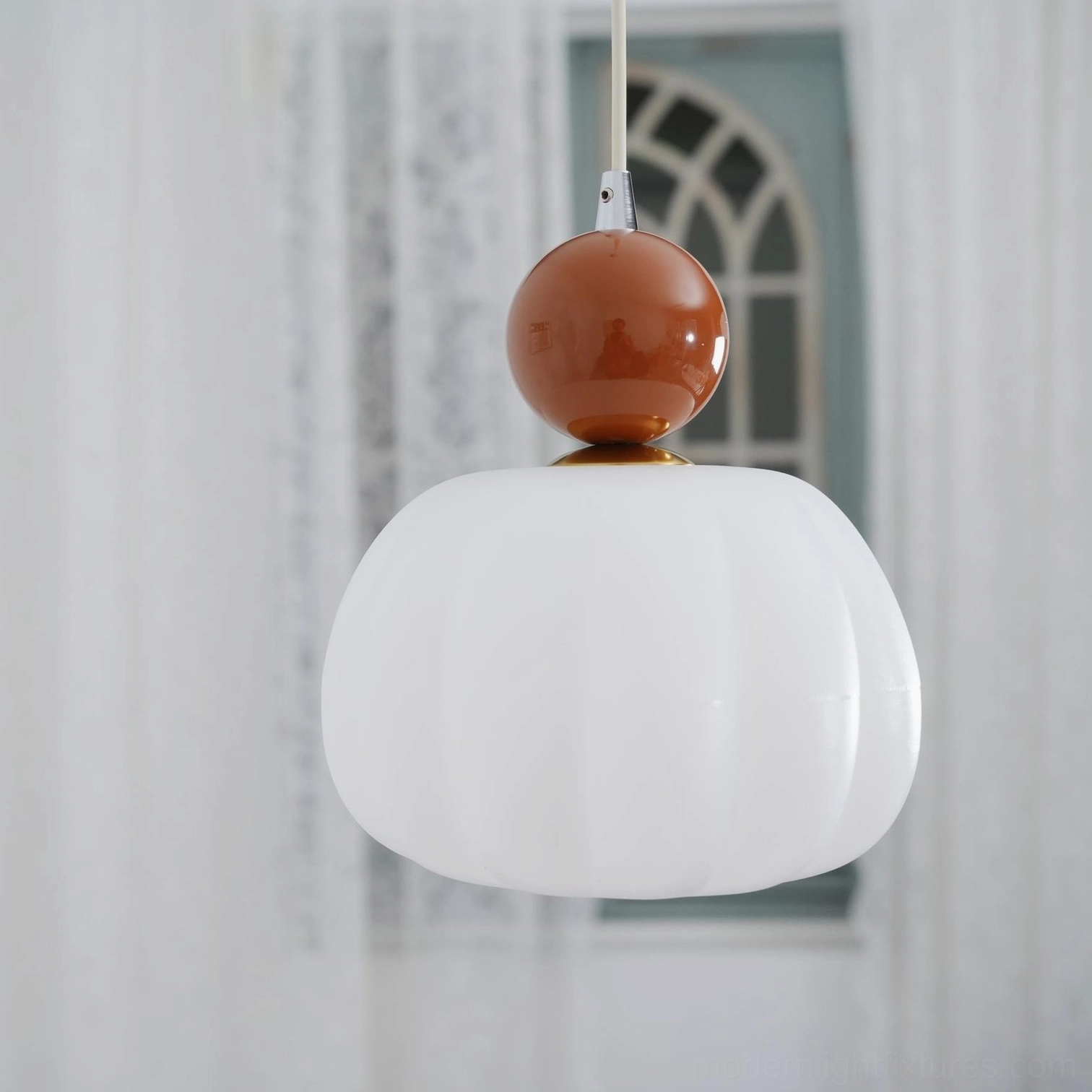 Morris pendant light fixture showing dimmer compatibility feature - adjustable brightness demonstration