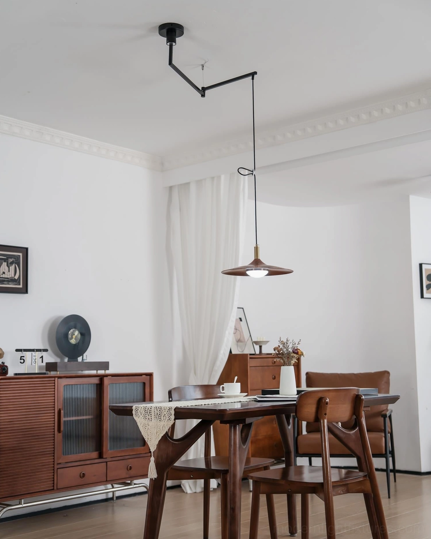 Nano pendant lamp installation detail showing cord and mounting hardware for hardwired connection