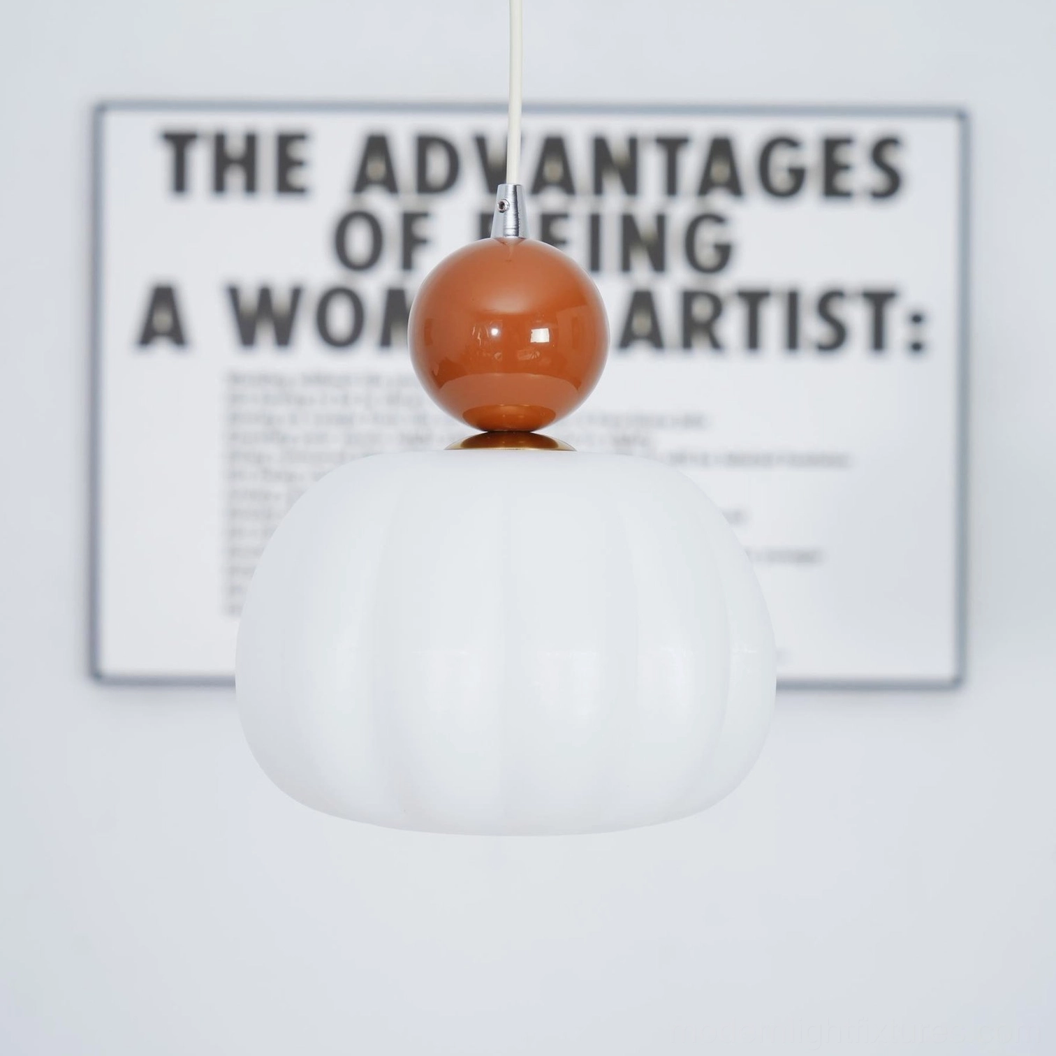 Contemporary pendant light in modern Scandinavian interior - minimalist design fixture styled living space