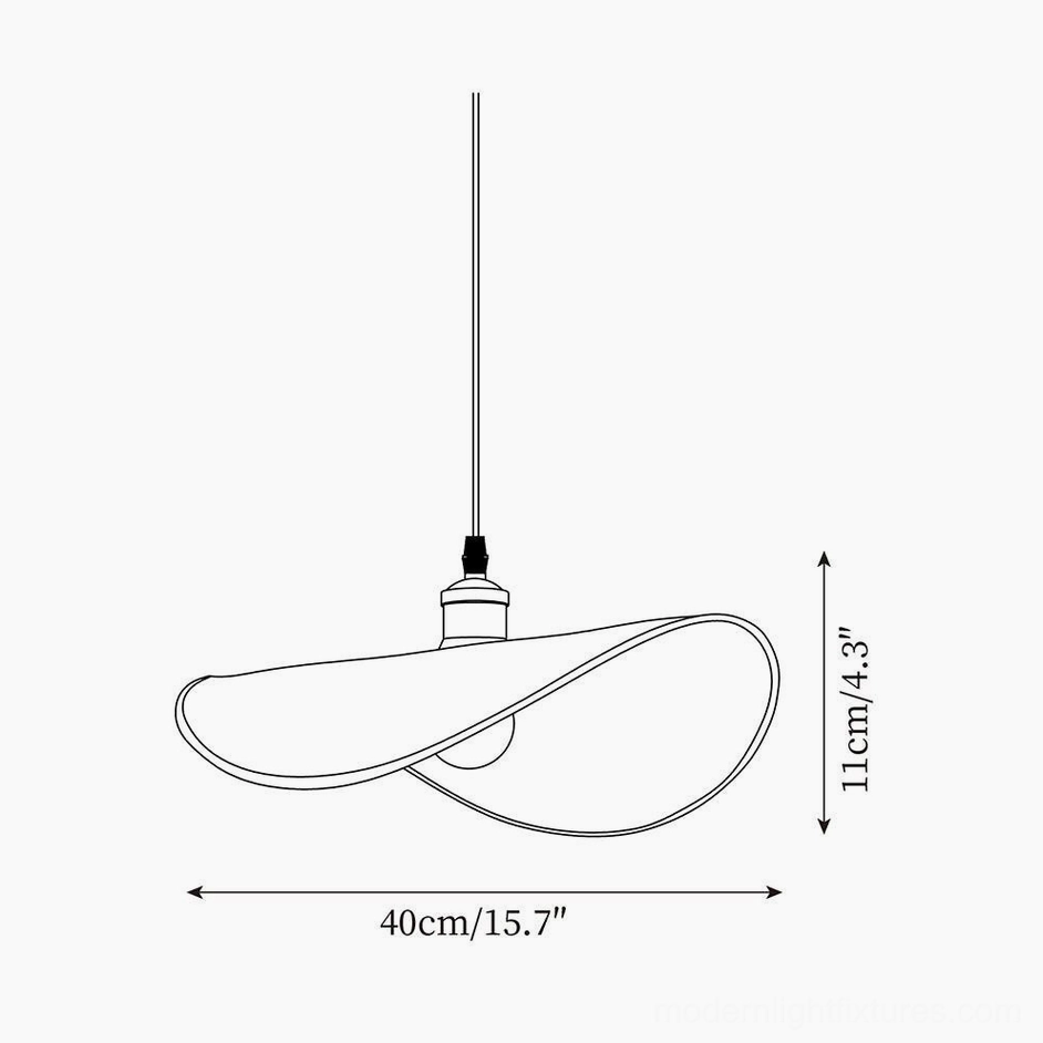 Technical line drawing orthographic view of fabric pendant light showing 40cm width and 11cm height dimensions
