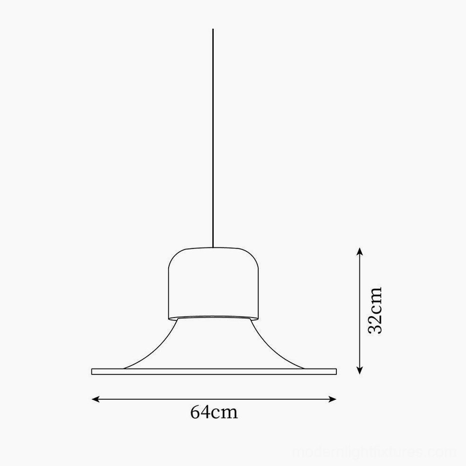 Nordisk pendant light technical drawing with orthographic side view and dimensions