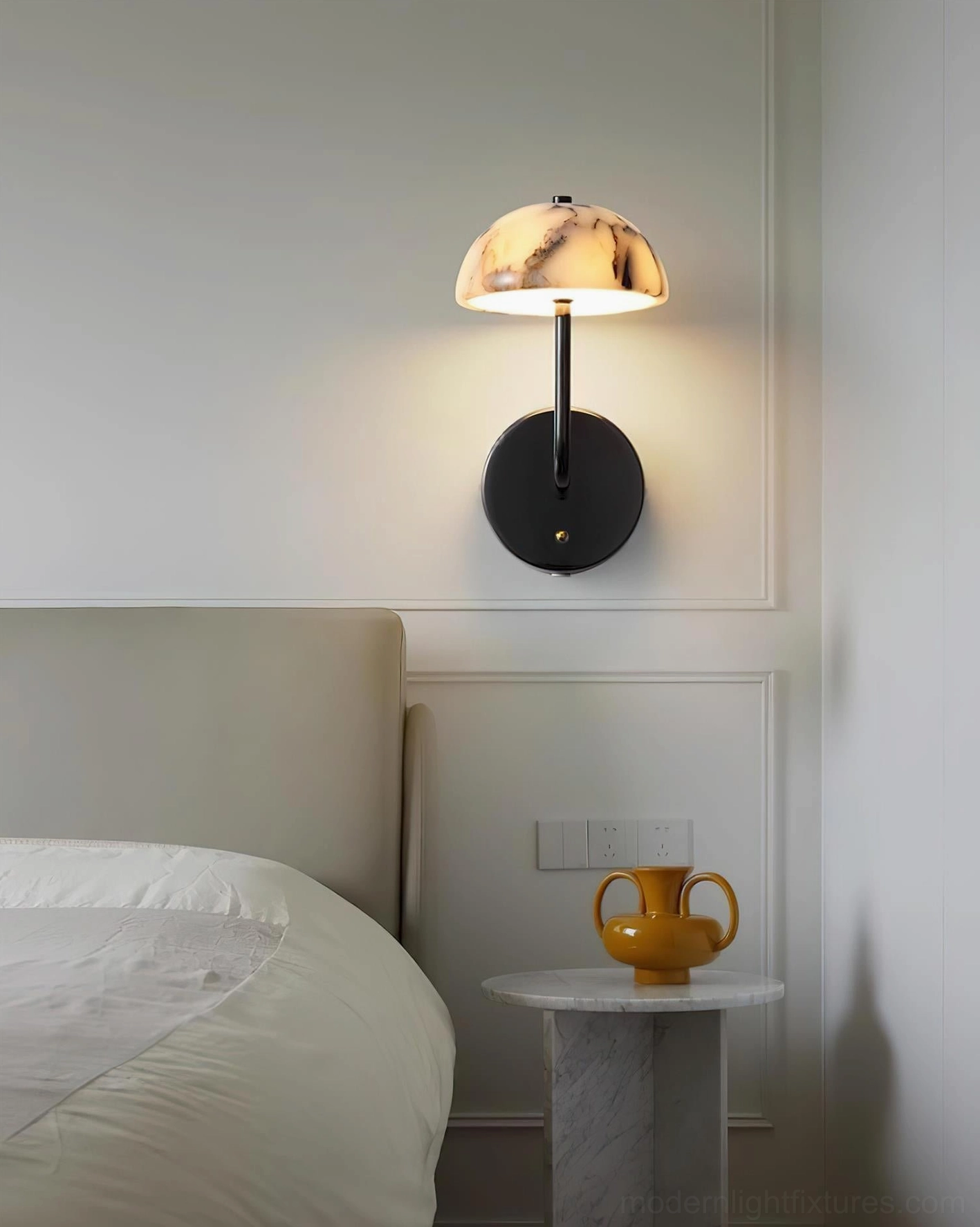 Penta marble wall sconce - luxury minimalist dome pendant light fixture detail and finish