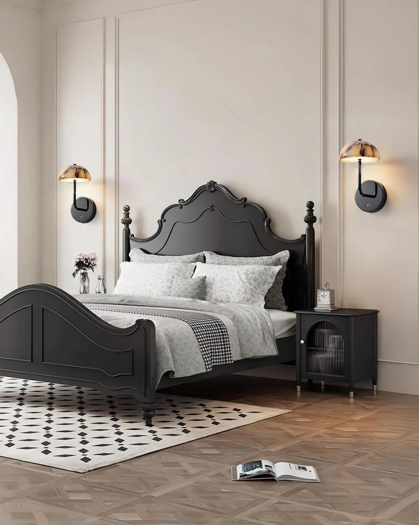 Penta marble wall sconce bedside lighting in European vintage bedroom interior design