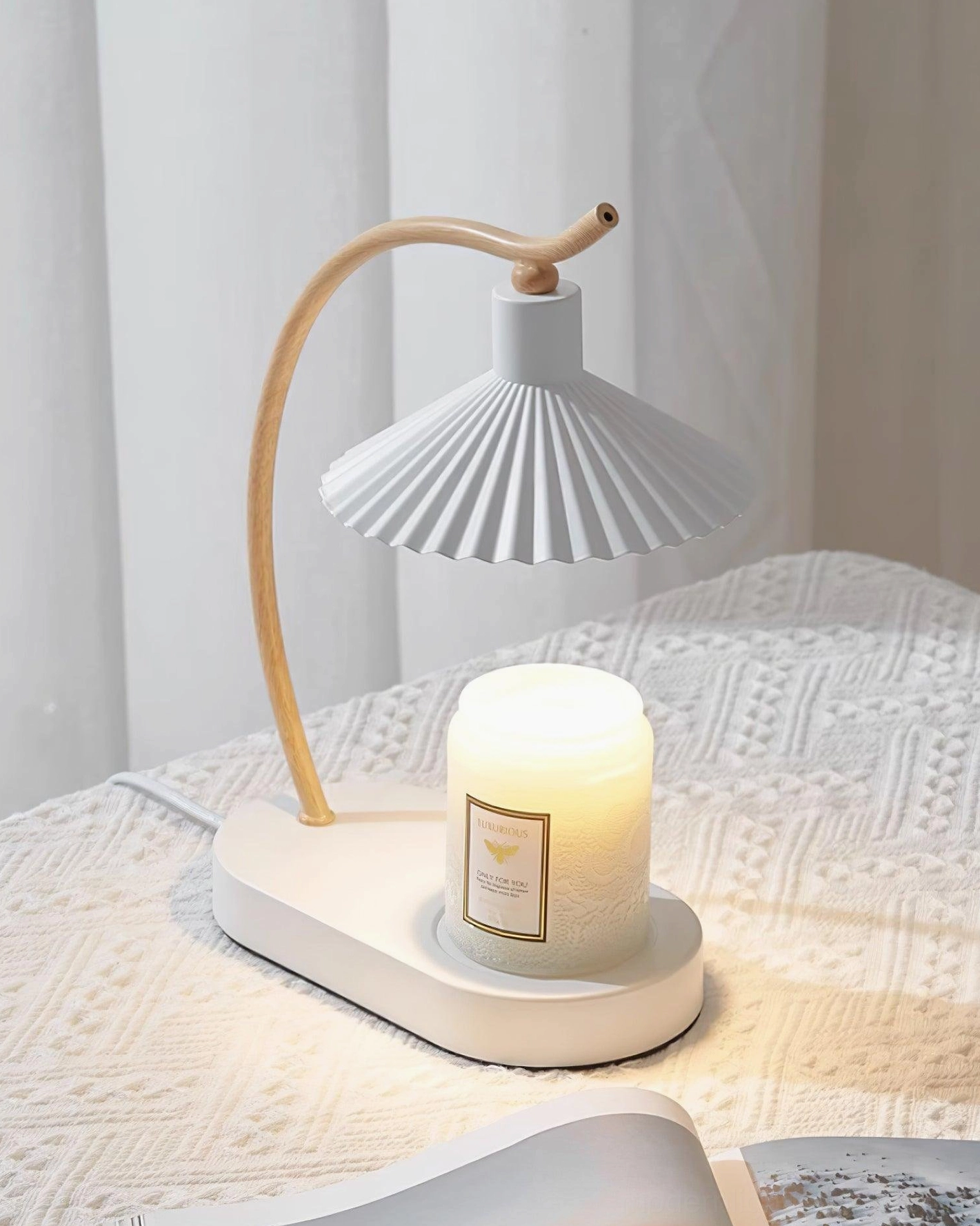 Perla pleated table lamp bedroom ambiance soft diffused lighting fixture