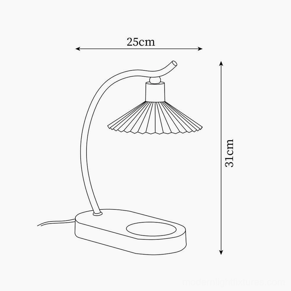 Perla table lamp technical drawing showing dimensions 25cm diameter 31cm height