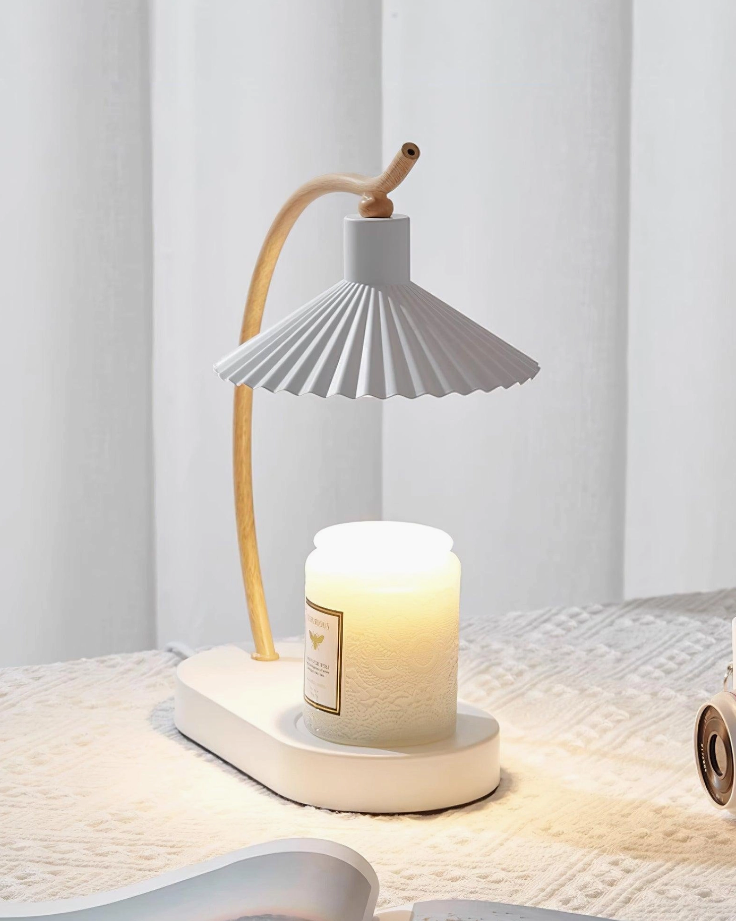 Modern pleated fabric table lamp available in multiple color finishes