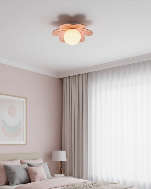 Petal Flower ceiling light fixture showcasing frosted glass globe technology with even light diffusion