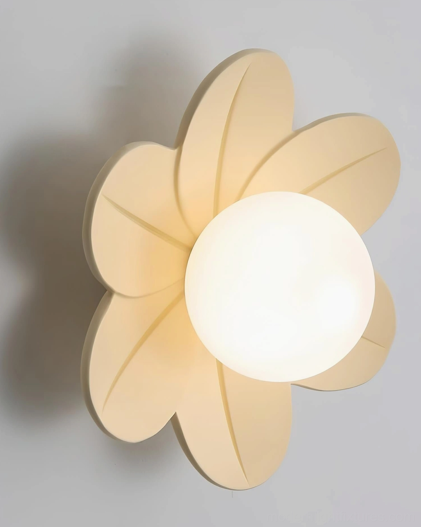 Petal ceiling light fixture in residential kitchen-dining area showing even light distribution and design presence