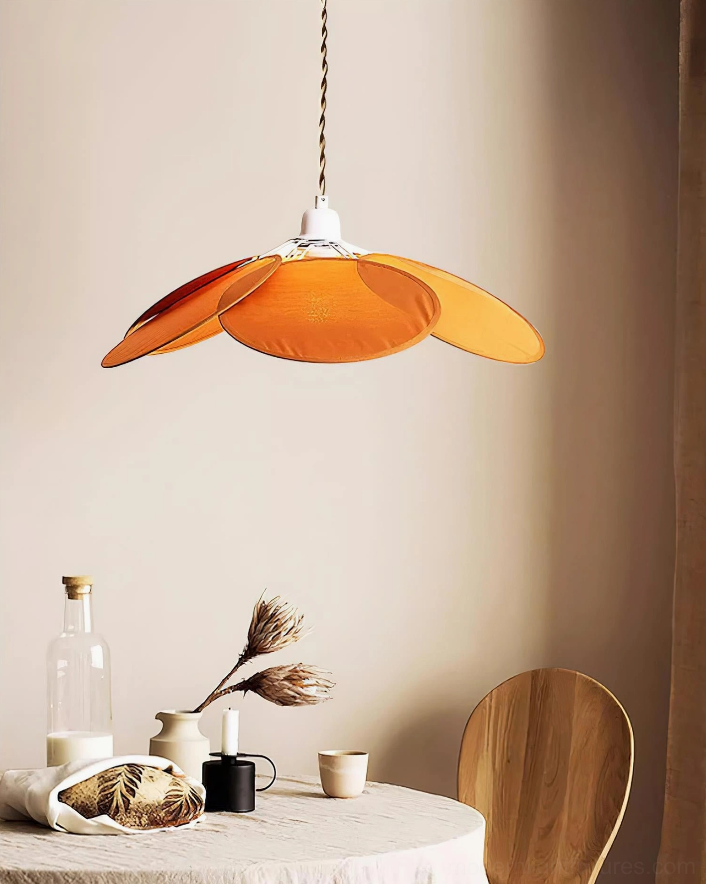 Modern petal pendant lamp available in orange beige and brown color options