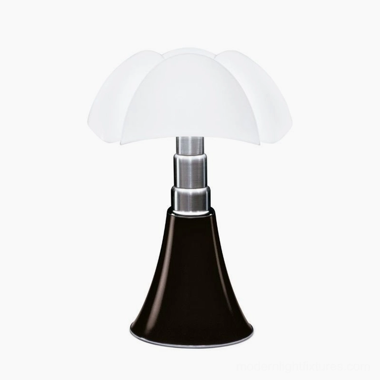 Petalica black matte finish table lamp with adjustable arm and silver metal accents in modern home office setting
