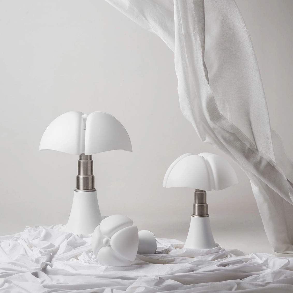 Petalica adjustable task lamp chrome finished base with white petal shade modern workspace lighting solution