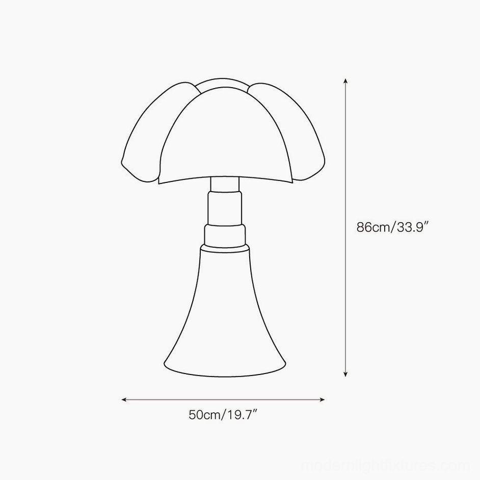 Petalica table lamp technical dimension drawing large statement size orthographic view 50cm width 86cm height