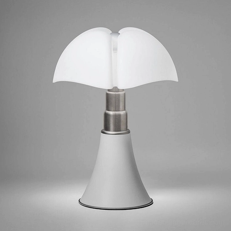 Petalica petal-style table lamp white acrylic shade matte white base with silver metal joints modern adjustable design