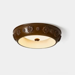 Petalique floral embossed brown ceiling light fixture overhead view