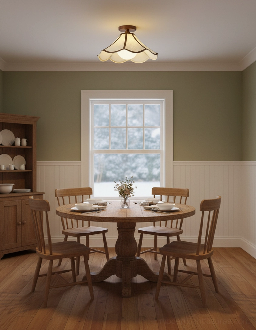 Petalora ceiling light fixture canopy - wooden mount construction detail