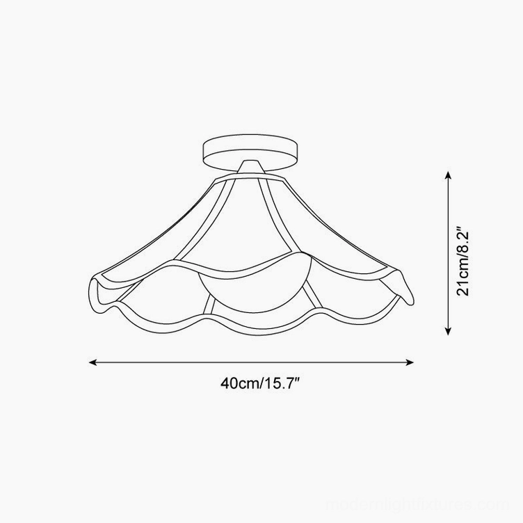 Petalora ceiling lamp technical dimensions diagram - 40cm diameter x 21cm height specifications