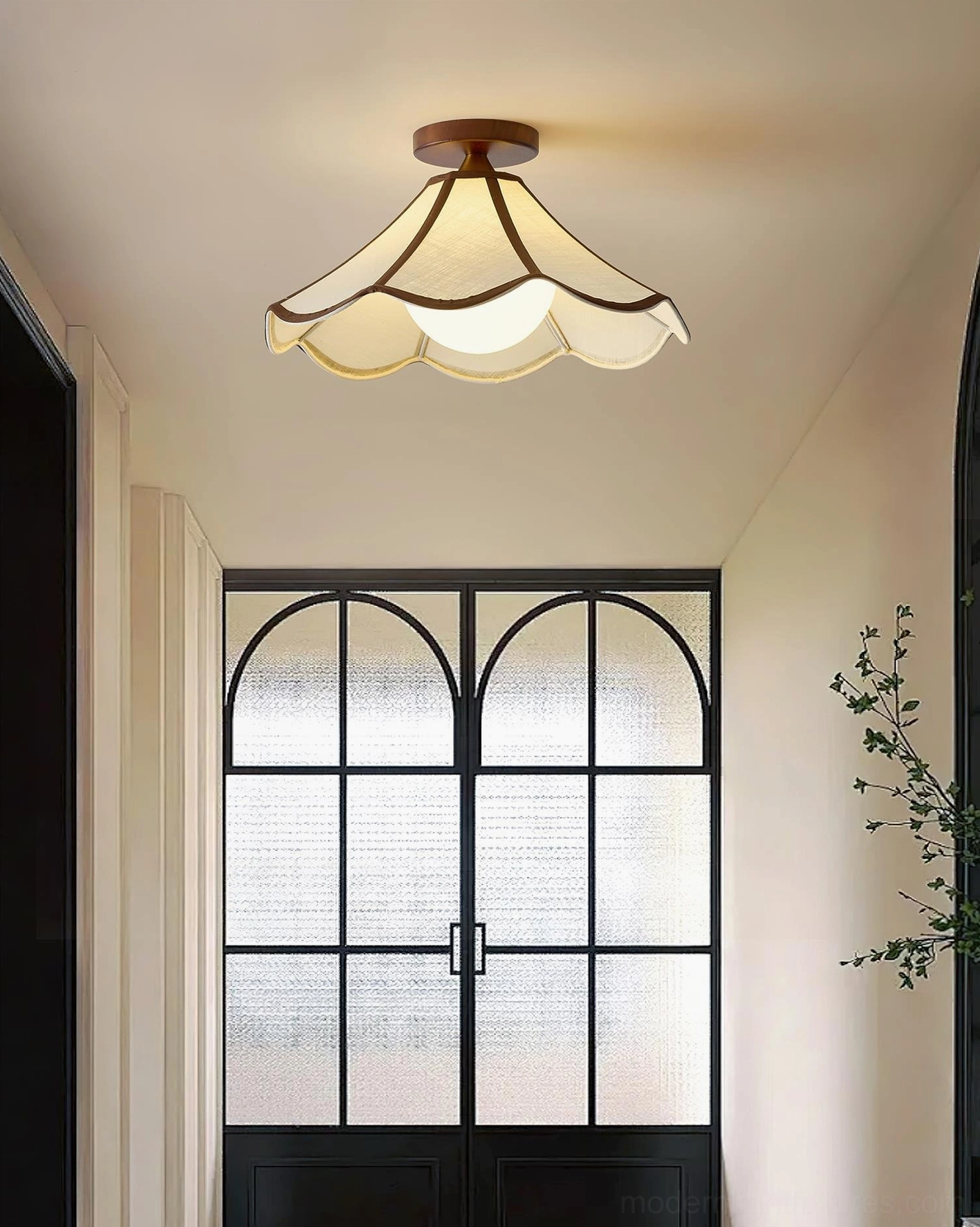 Petalora semi-flush ceiling light fixture in residential entryway - farmhouse style interior design