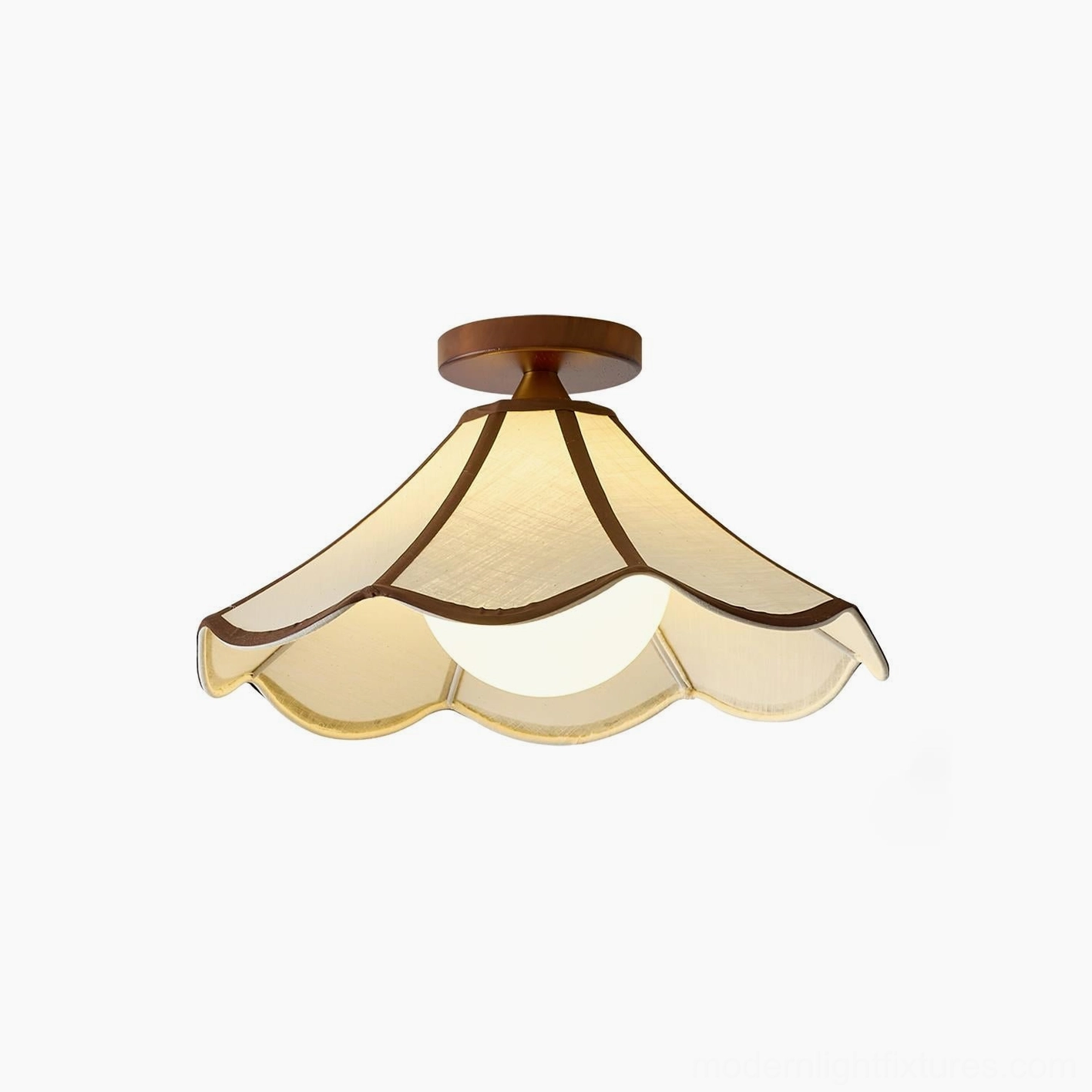 Petalora scalloped ceiling light fixture walnut beige variant - complete product display