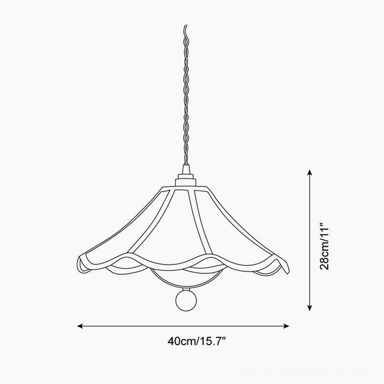 Petalora scalloped pendant light size specifications and technical diagram