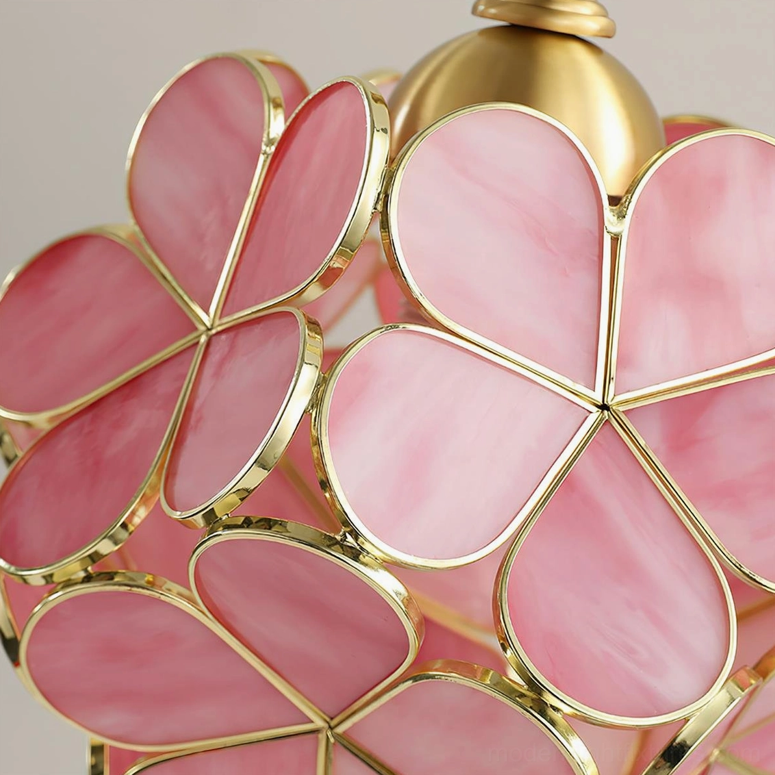 Petalora table lamp sculptural brass and glass construction showing artistic petal shade design detail