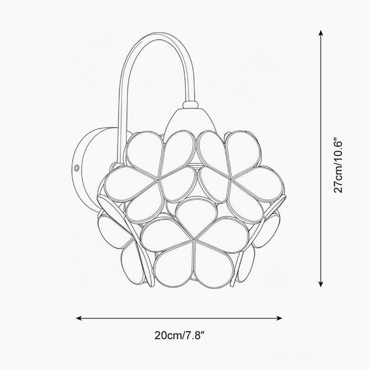 Petalora floral wall sconce technical specifications and product dimension reference