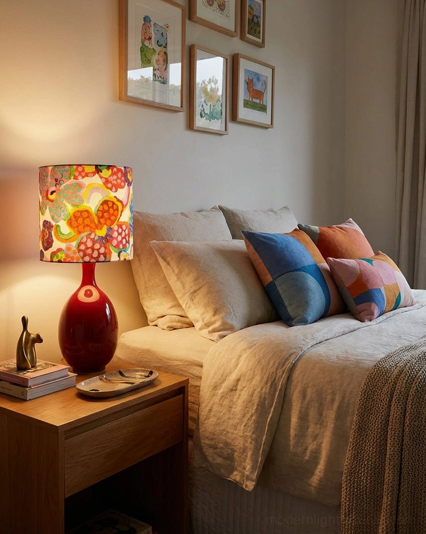 Petalyn table lamp on bohemian bedroom nightstand with warm ambient lighting and boho home decor