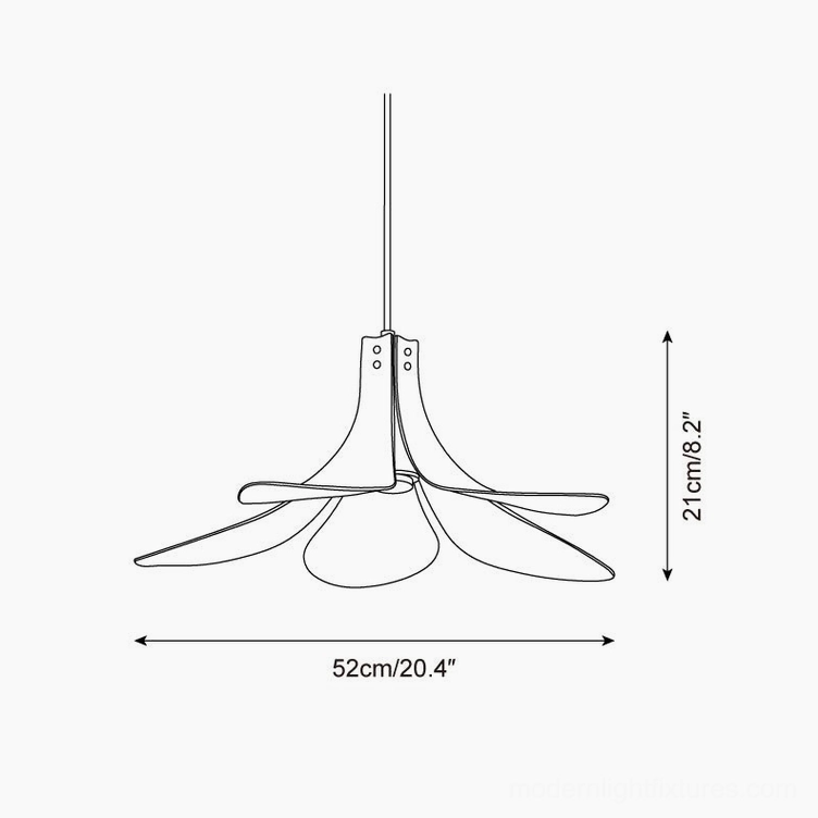 Petanova pendant lamp technical specification line drawing orthographic dimensions 52cm diameter 21cm height