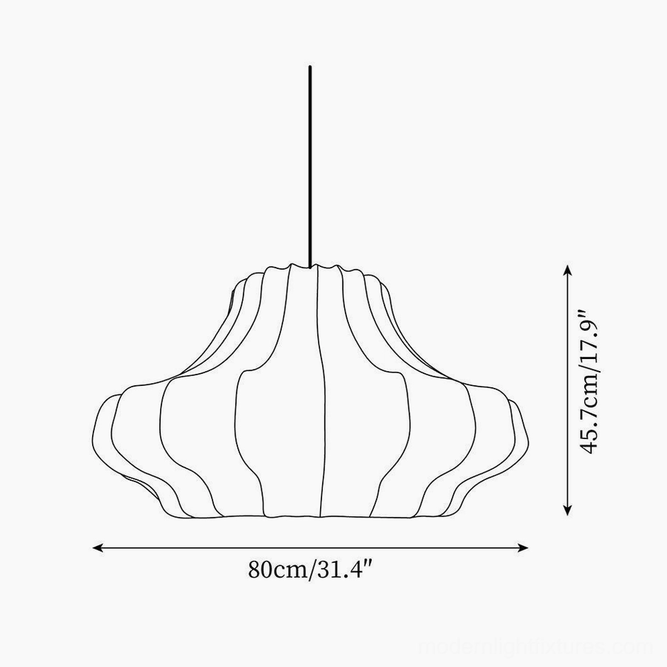 Technical line drawing Phantom wave pendant lamp Model A 80cm x 45.7cm dimensions