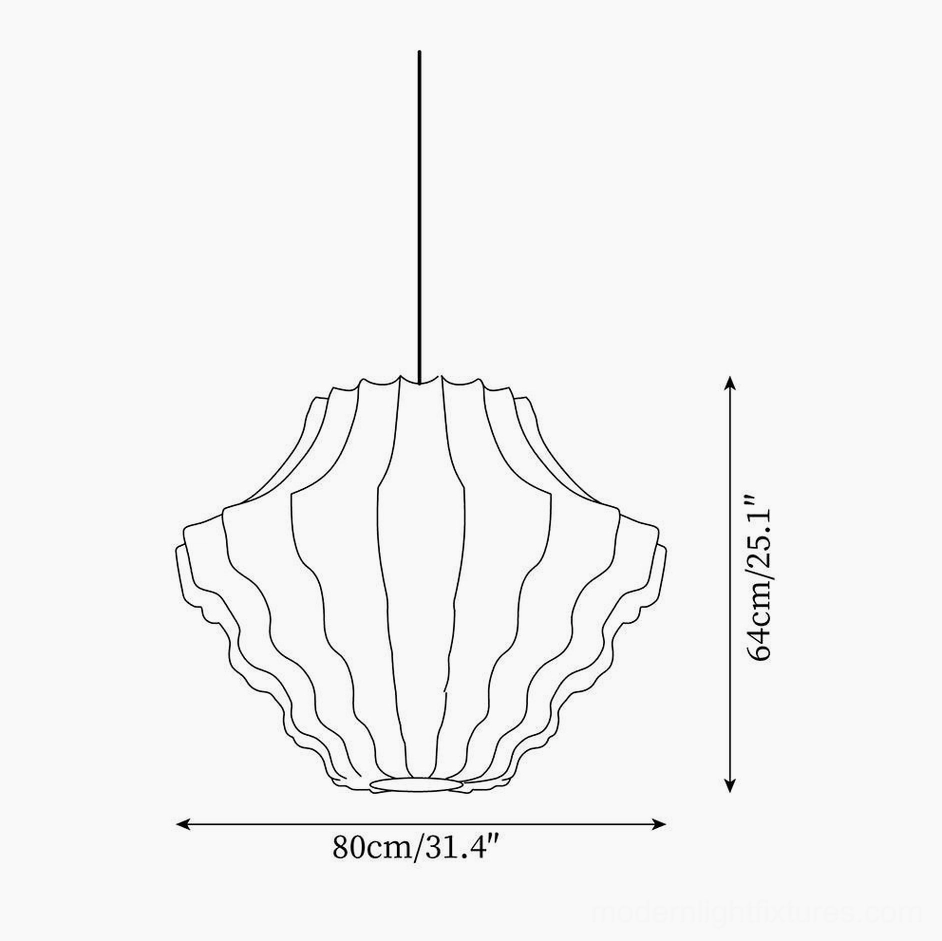 Technical line drawing tall ribbed Phantom pendant Model B 80cm x 64cm specifications