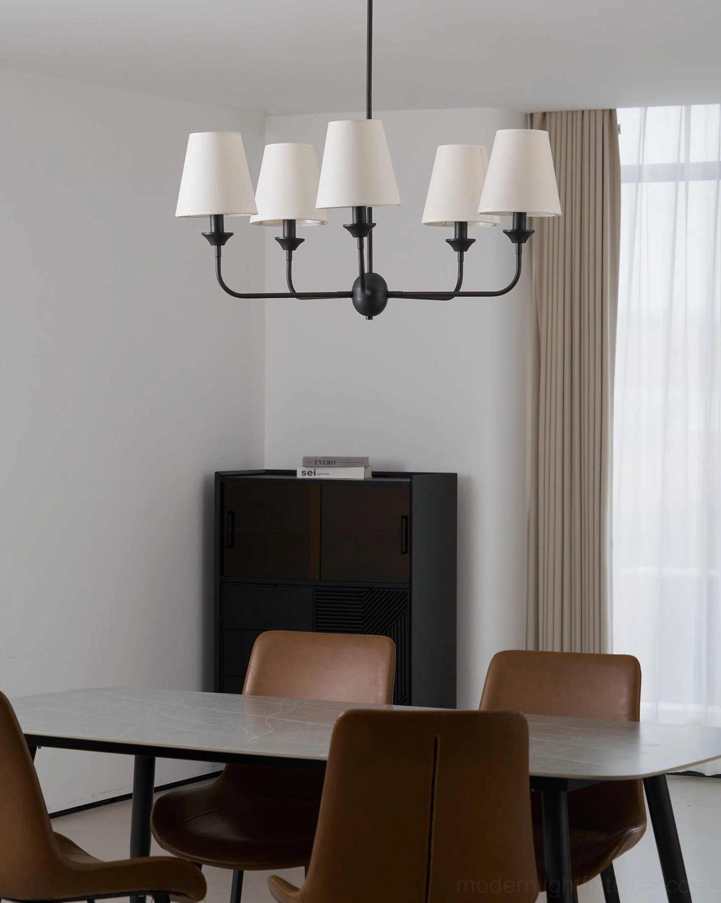 Piaf modern chandelier complete overhead view showing symmetrical arm configuration