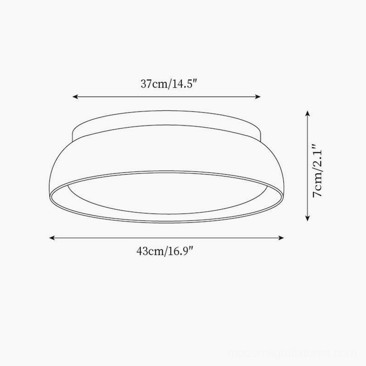 Medium Piedra travertine ceiling light dimension drawing with 43cm diameter and height measurements