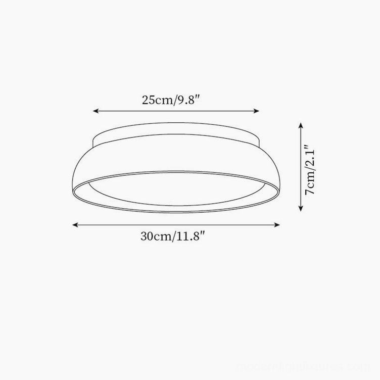 Small Piedra travertine ceiling light technical dimension blueprint showing 30cm diameter specifications