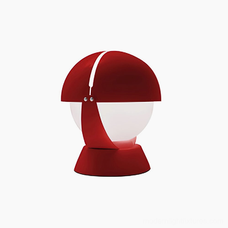 Pileino red table lamp front view highlighting bold color finish and modern metal construction