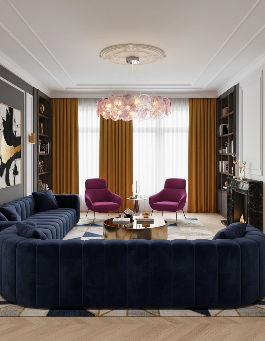 Pink cascading glass pendant chandelier artistic design showing layered disc arrangement