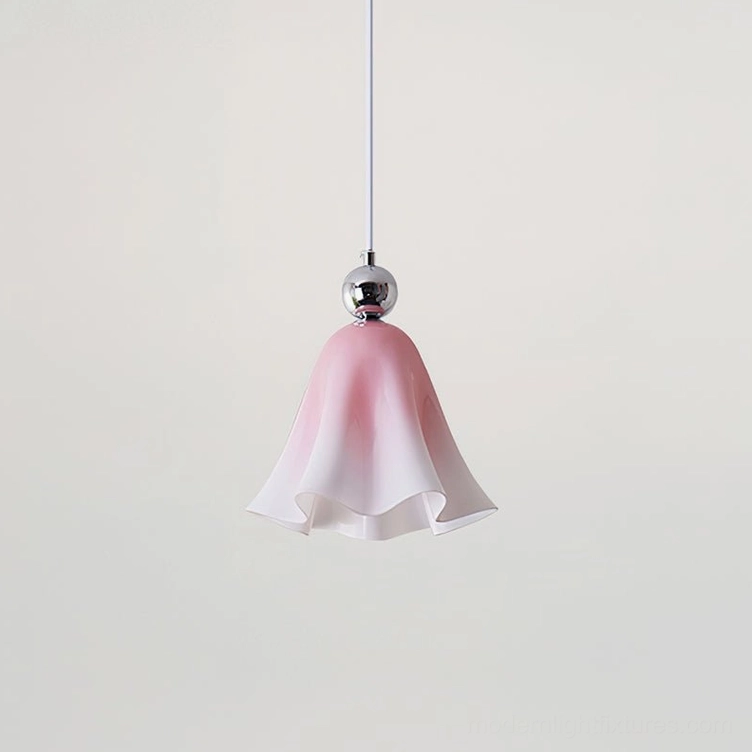 Pink Vellia lily pendant light modern glass hanging fixture minimalist design