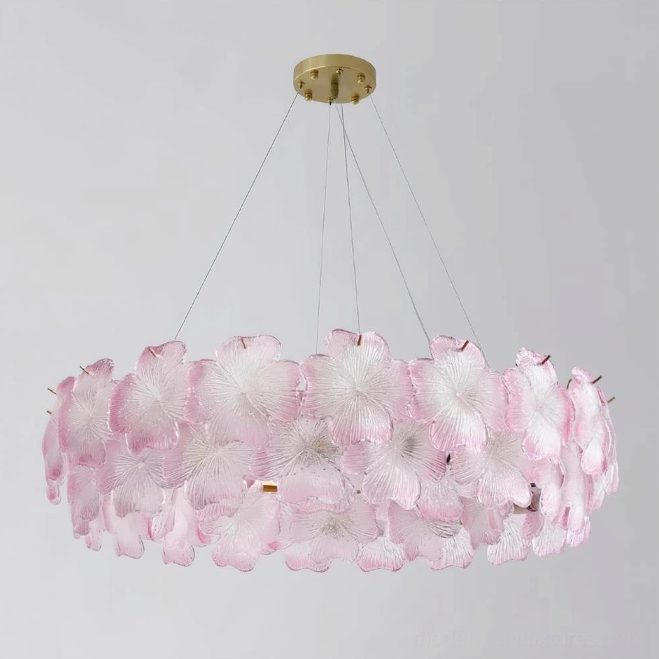 Pink Mika chandelier 100cm large model with 12 sockets elegant botanical design