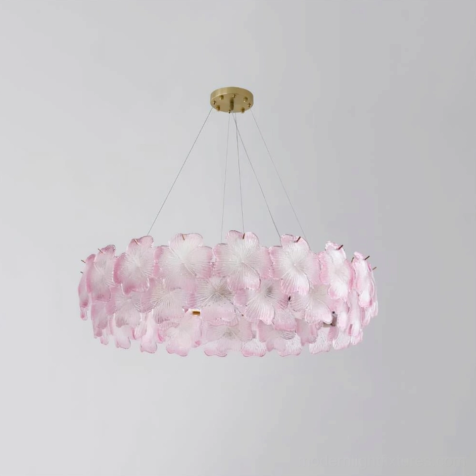 Pink Mika chandelier compact 50cm model with 6 sockets bedroom pendant light